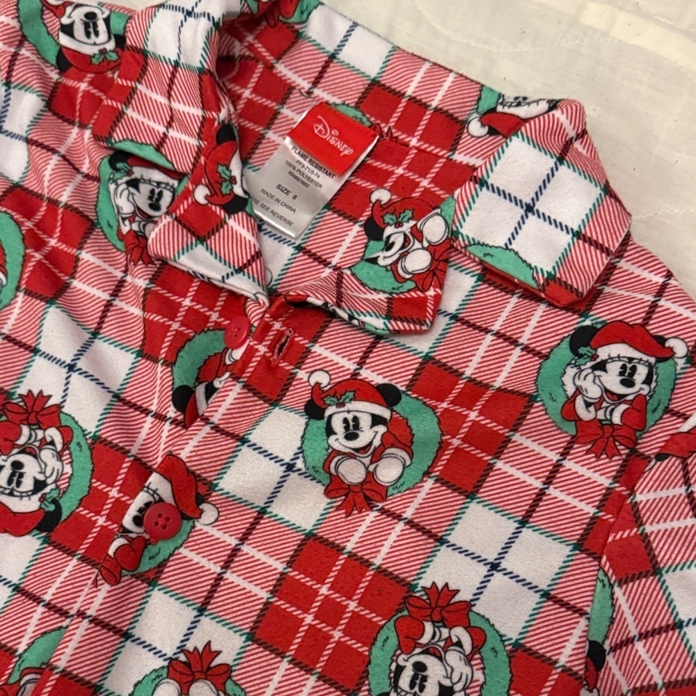 Disney Plaid Pajama set - Red, White, and Green